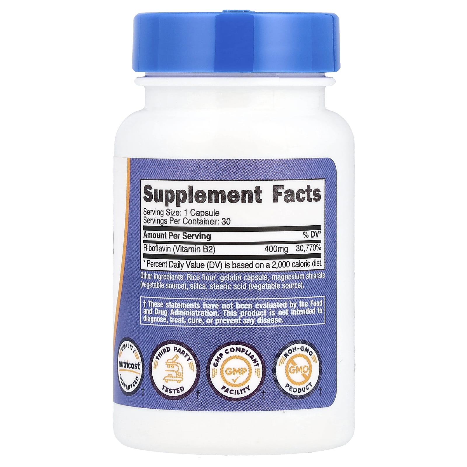 Nutricost vitamin B2 400 mg capsules by Nutricost