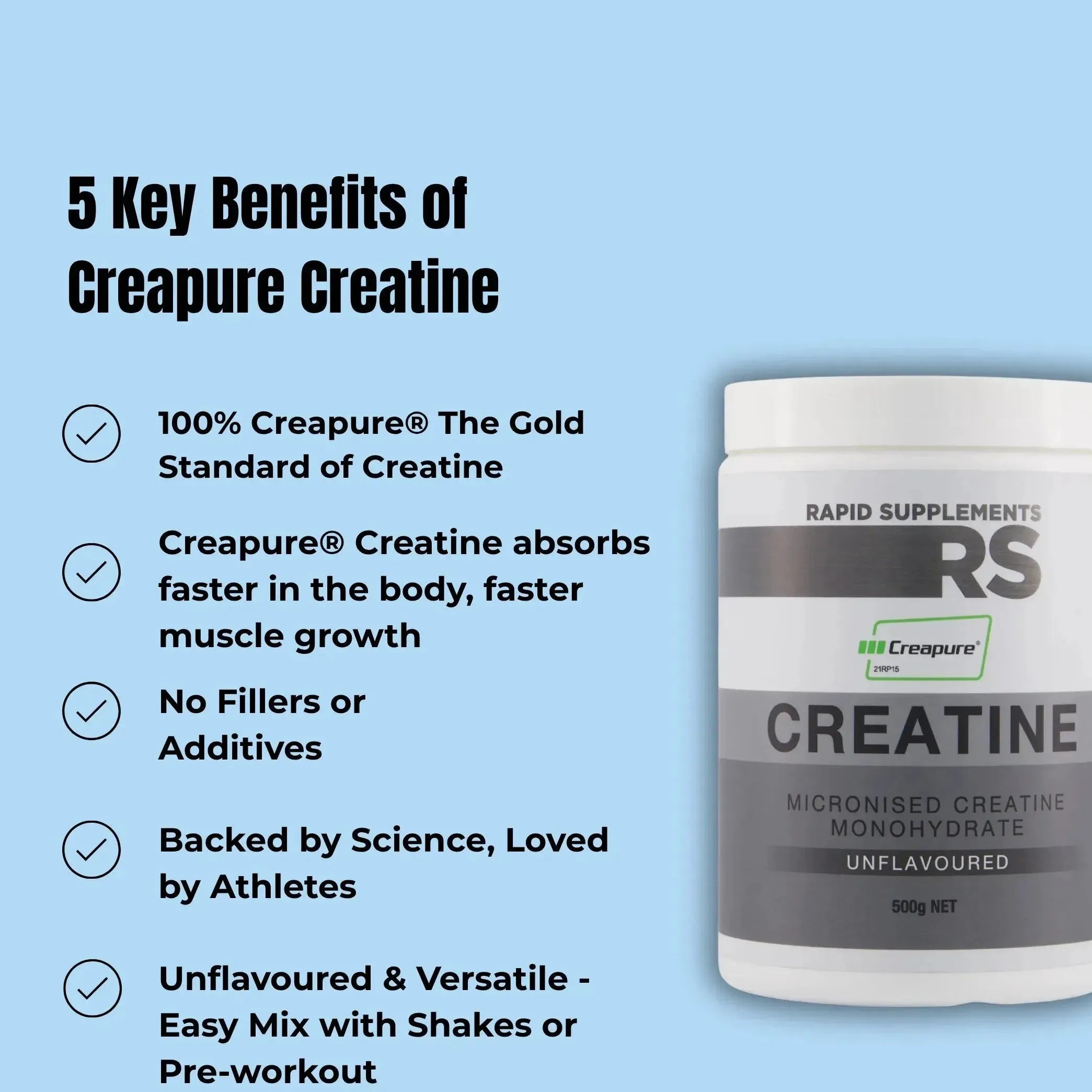 Creapure creatine monohydrate rapid powder 500 g by Rapid Supplements