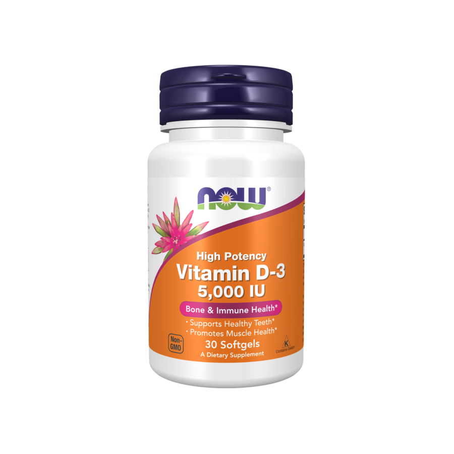Now Foods Vitamin D-3 5,000 IU Softgels 30 Count