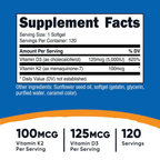Nutricost, Vitamin K2 + Vitamin D3