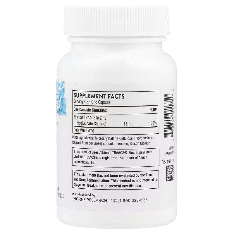Thorne Zinc Bisglycinate 15 mg 60 Capsules