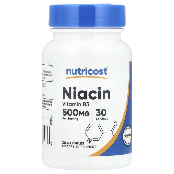 Niacin, 500 mg, By Nutricost
