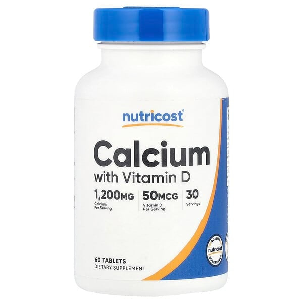 Nutricost Calcium with Vitamin D 1200 mg 50 mcg 60 Count
