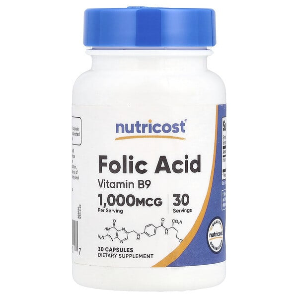 Nutricost Folic Acid 1,000 mcg 30 Count