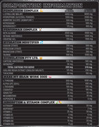 Final Form pre-workout composition panel showing ingredient amounts for one scoop and two scoops