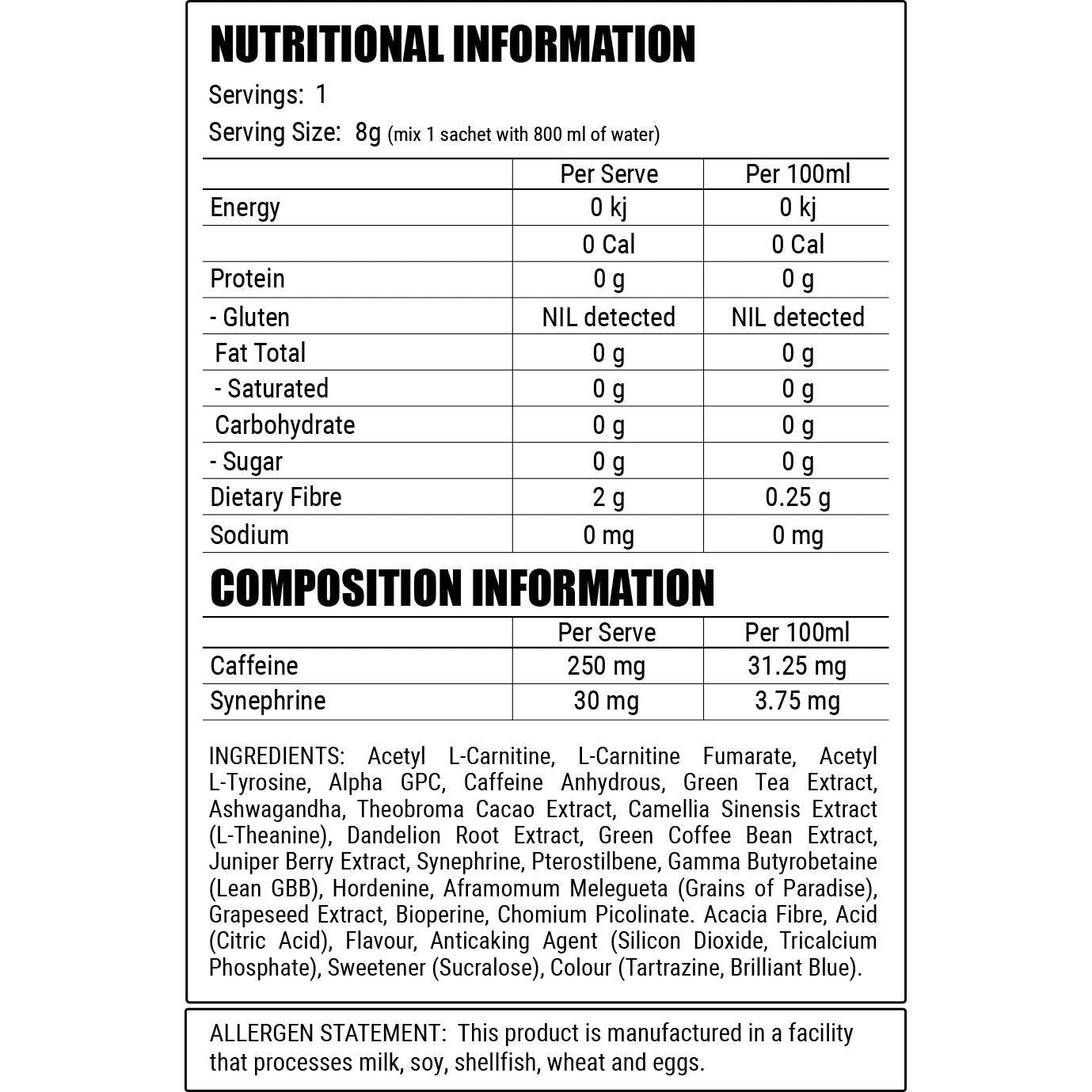 DEFICIT - Nutritional Panel - Single Serve - Kiwi Mango