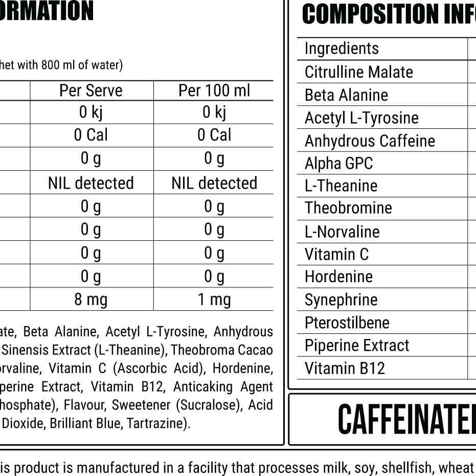 DISORDER - Nutritional Panel - Single Serve - Rainbow Warrior (#2)