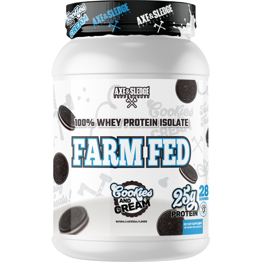 Axe & sledge farmfed whey protein isolate 25 g per scoop by Axe & Sledge