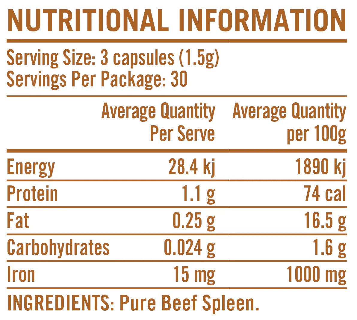 Rapid supplements grass-fed beef spleen by Rapid Supplements