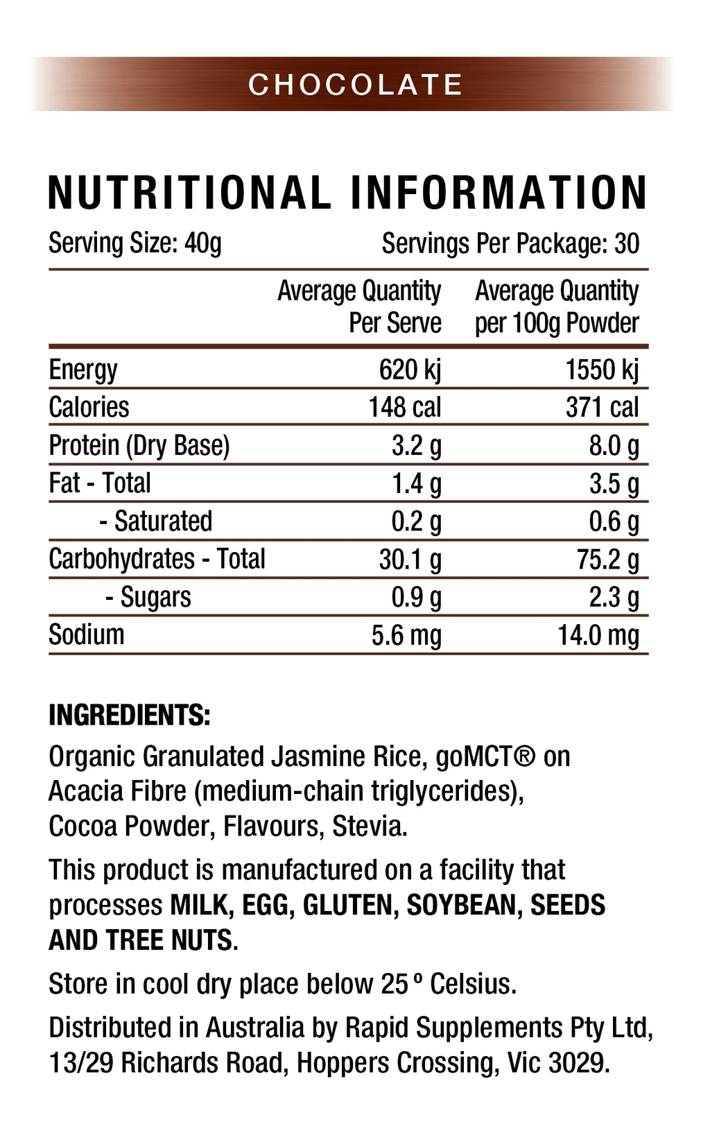 Rapid supplements cream of rice cereal fortified with iron by Rapid Supplements