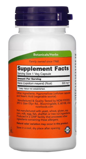 Now foods maca root 500 mg capsules 60 capsules by Now Foods