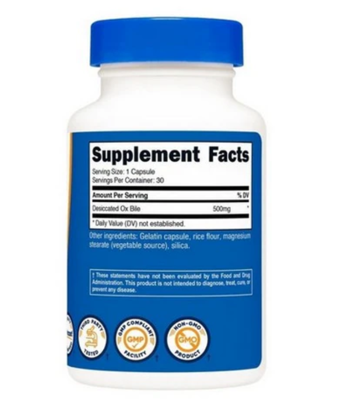 Nutricost ox bile 500 mg dietary supplement by Nutricost