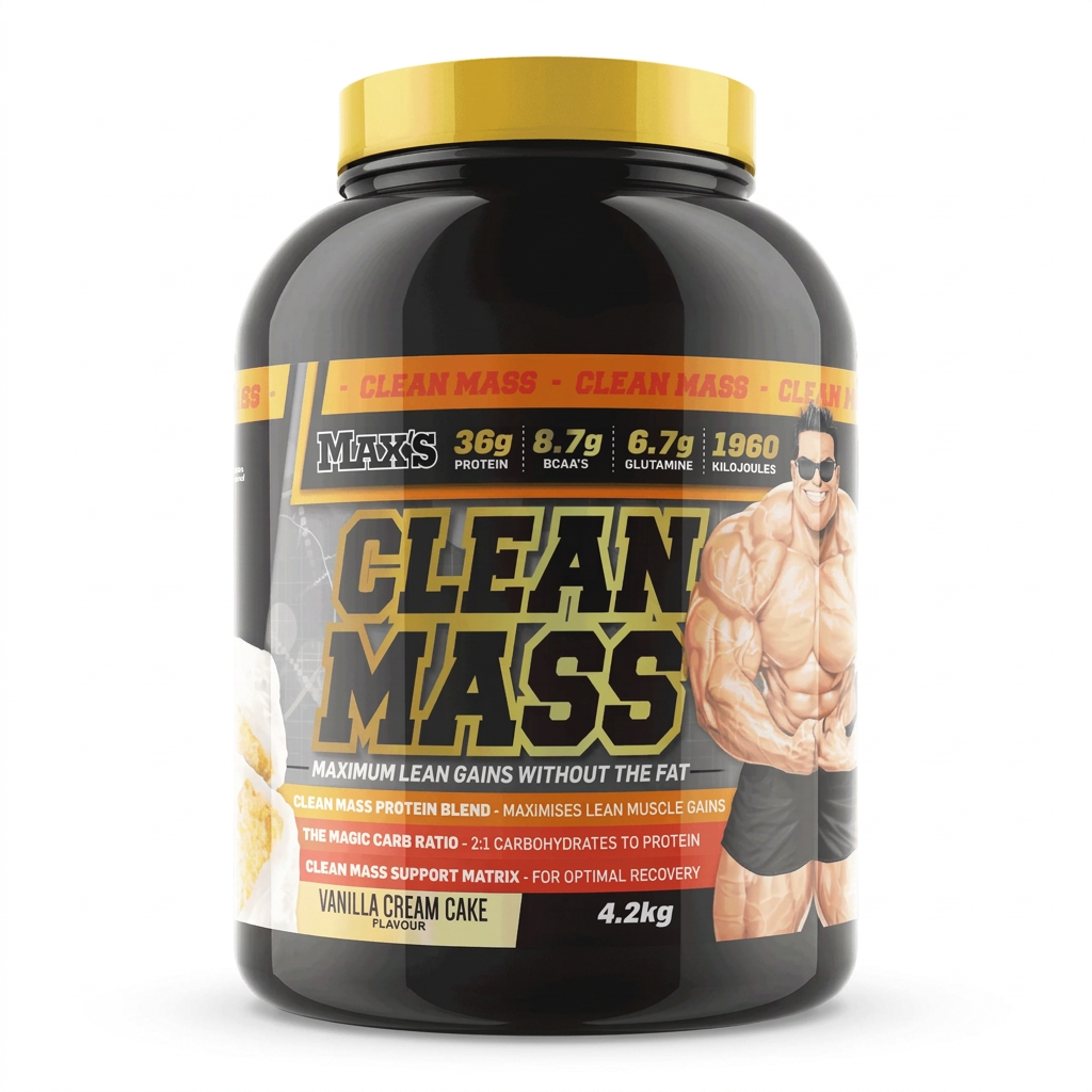 Max's Clean Mass Vanilla Cream Cake tub on white background